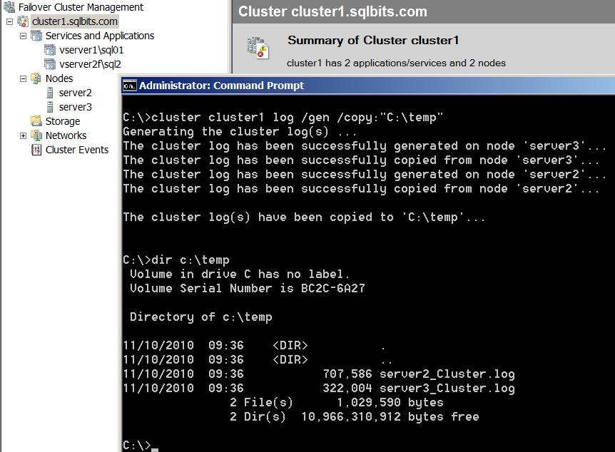 Generate cluster logs