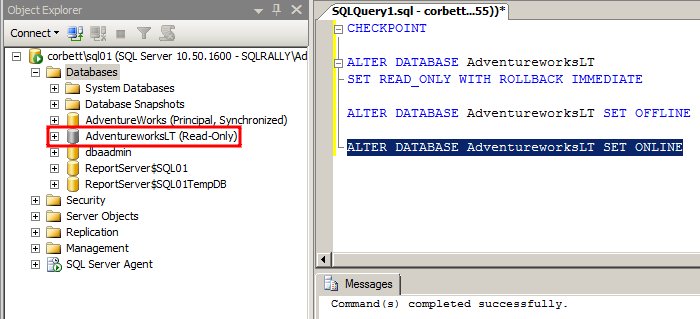 Bring database online