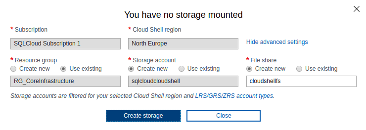 Create storage