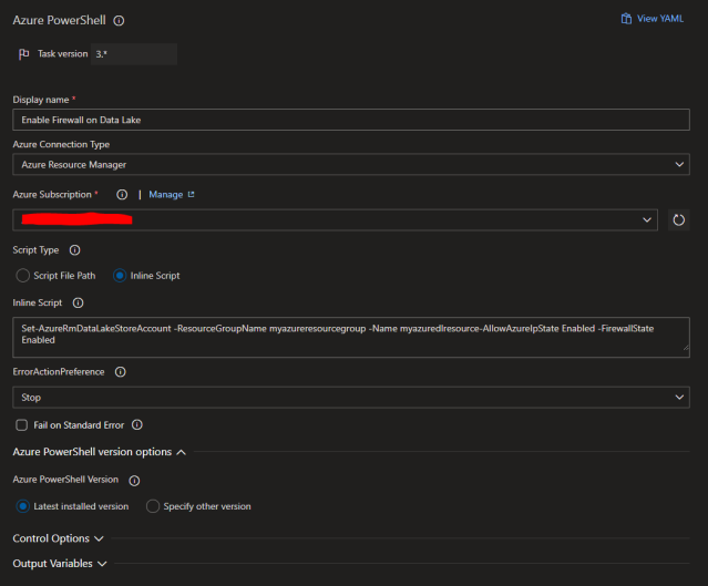 Azure PowerShell task